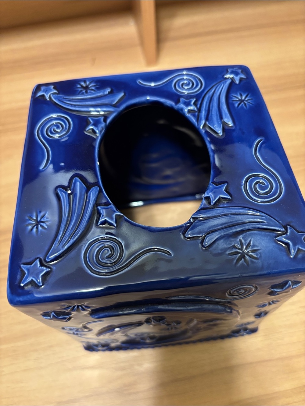 Decorative Blue Ceramic Sun & Moon Tissue Box Cover - celestial astrology 90’s - Picture 7 of 9